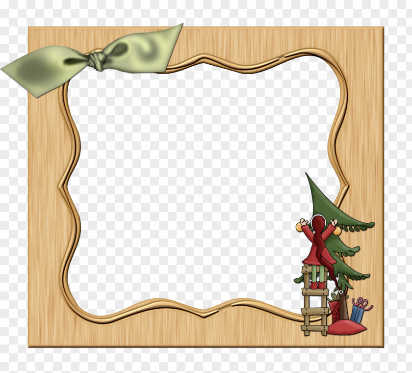 Wooden Bow Wave Border Picture Frame Christmas Clip Art PNG