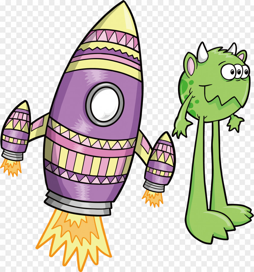 Cartoon Monster Flight Airship Spacecraft PNG