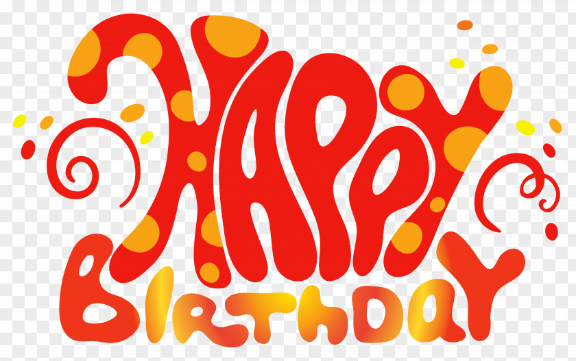 Red Cute Happy Birthday Text Clipart Cake Clip Art PNG