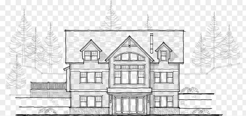 Manor House Sketch Architecture Design PNG