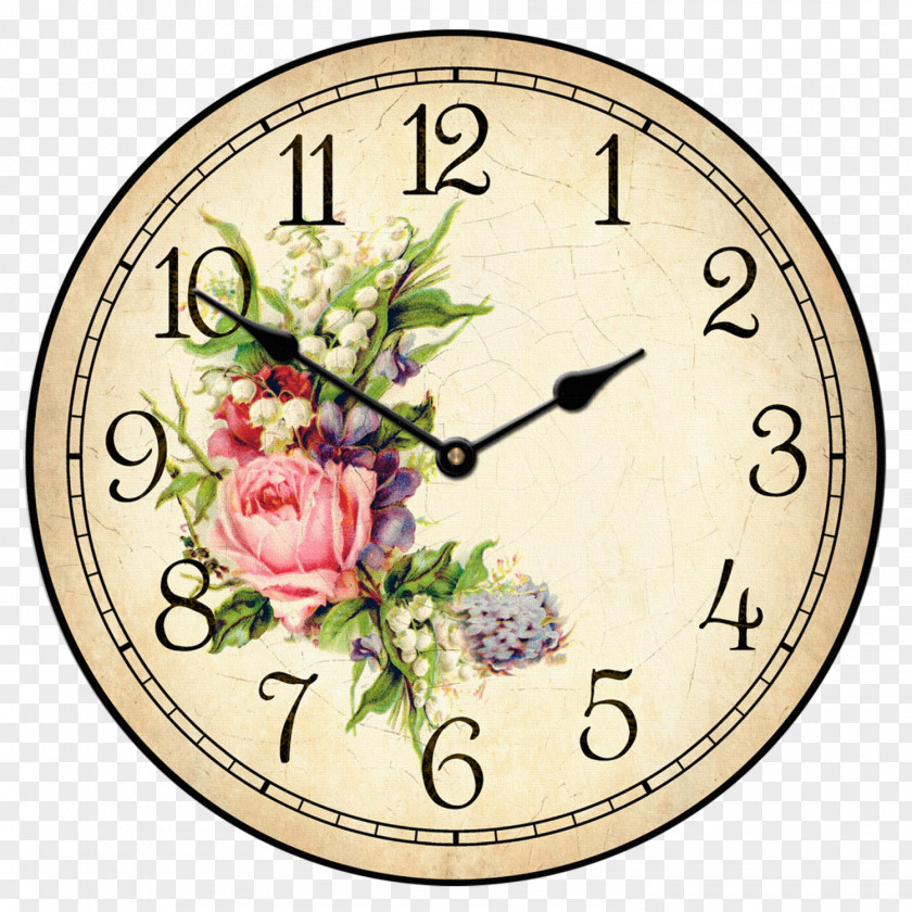 Clock Floral Flower Table Wall PNG