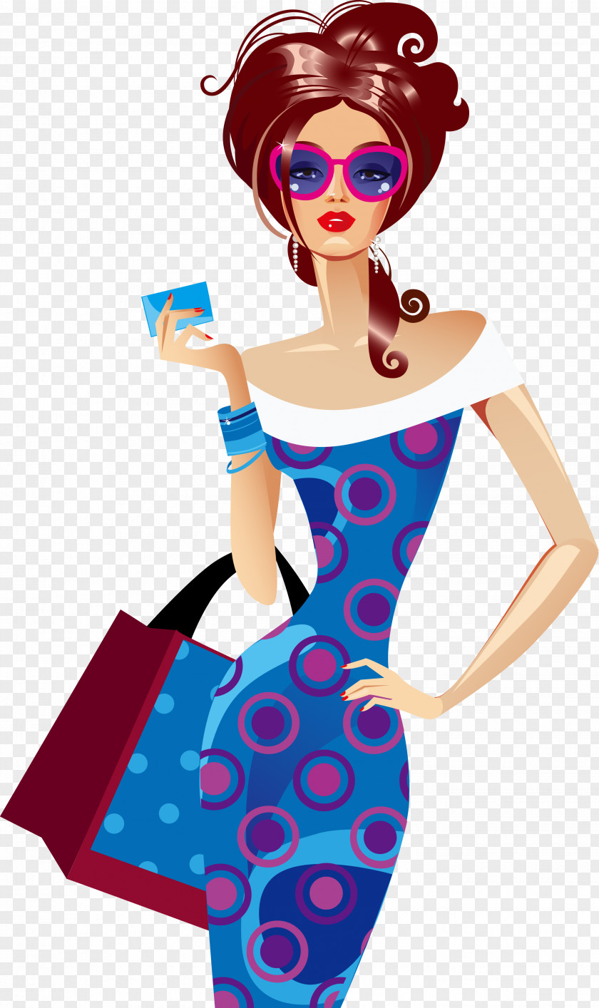 Mary Cassatt Shopping Woman Illustration PNG Illustration, Fashion Girl, female wearing polka-dotted dress carrying bag illustration clipart PNG