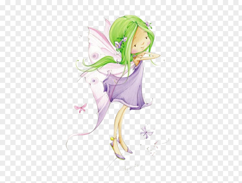 Purple Dress Elf Fairy Drawing Art Illustration PNG