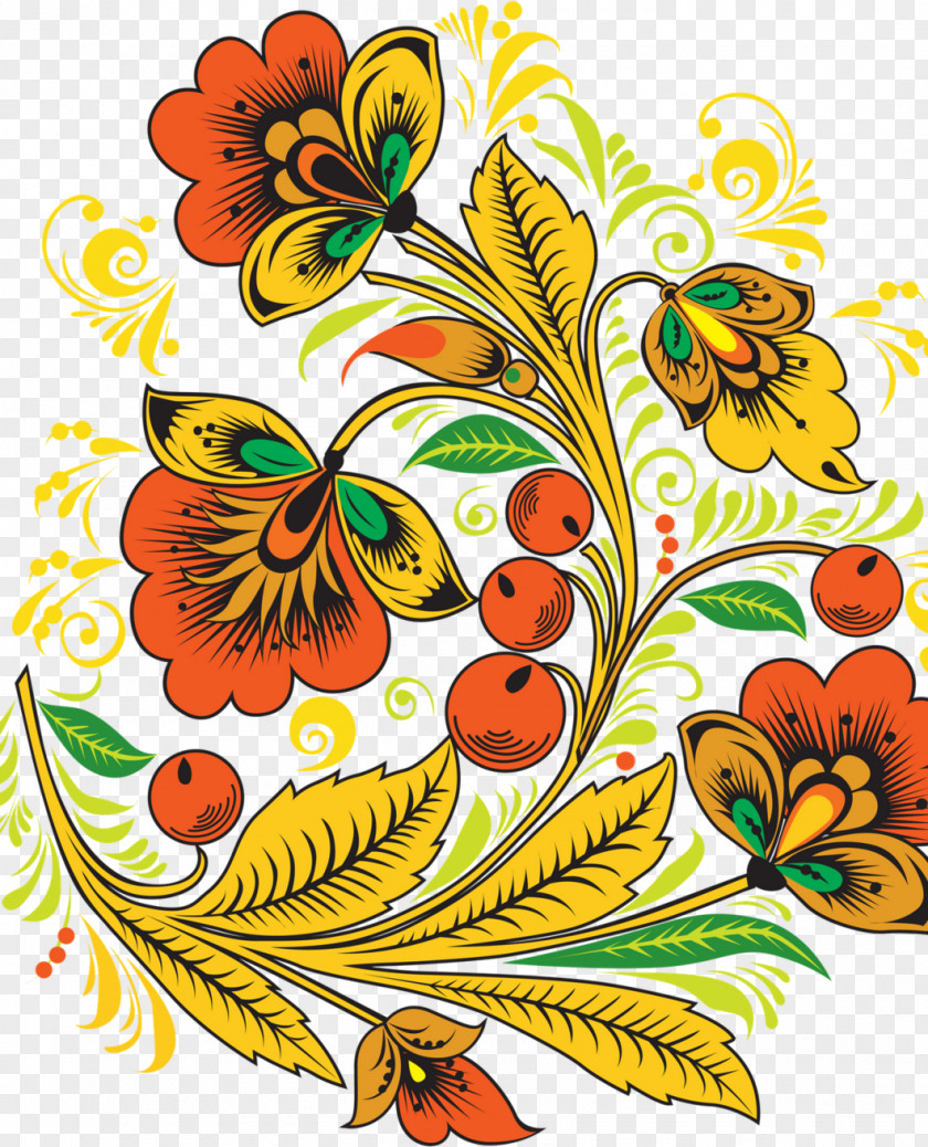 Khokhloma Folk Art Petrykivka Painting Image Ornament PNG