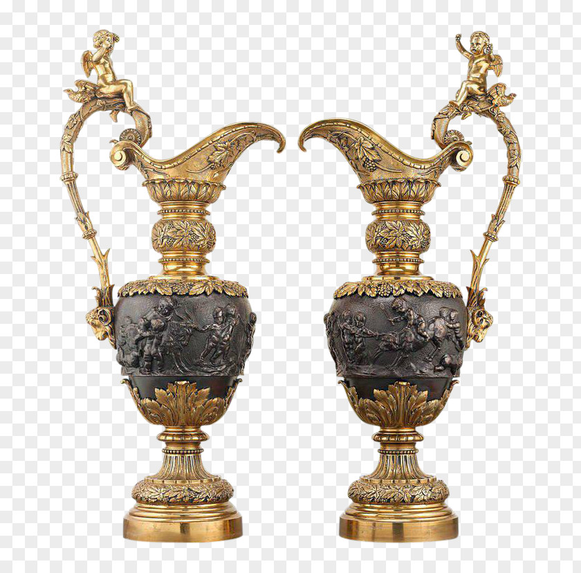Brass Bronze Ormolu Patina Pitcher PNG
