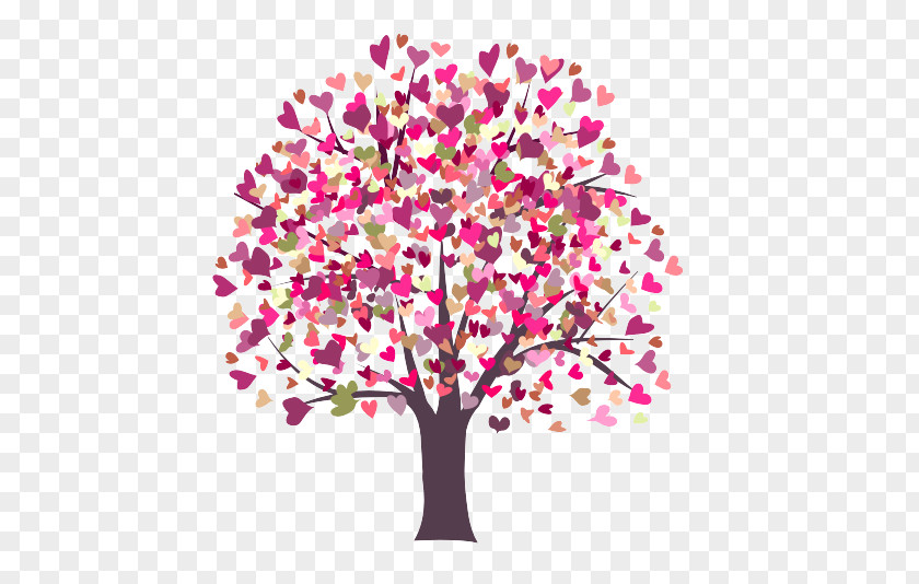 Colorful Trees Valentines Day Heart Gift PNG