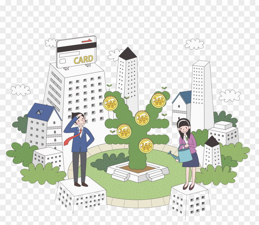 Earning Men And Women Money Illustration PNG