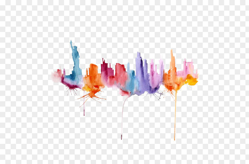 Painting New York City Watercolor Skyline Webb On PNG