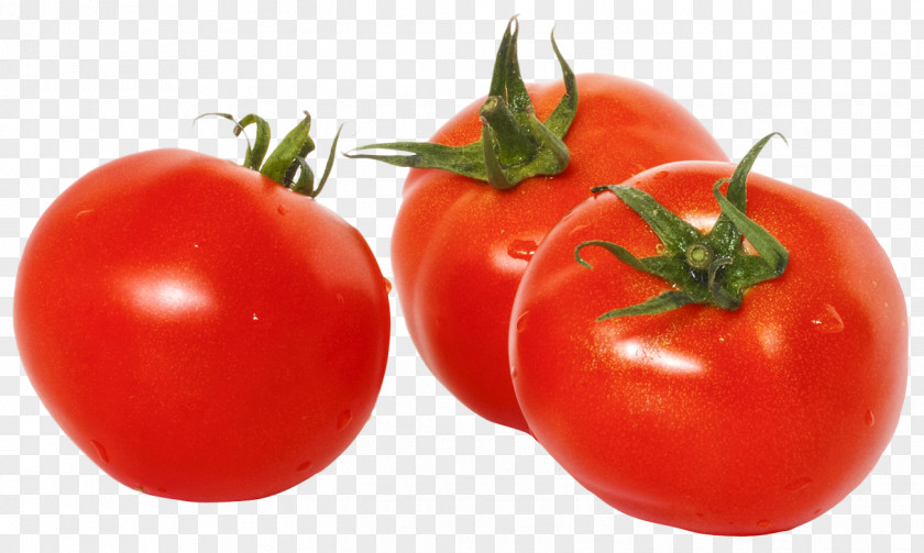 Three Tomatoes With Green Leaves Tomato Juice Vegetable PNG