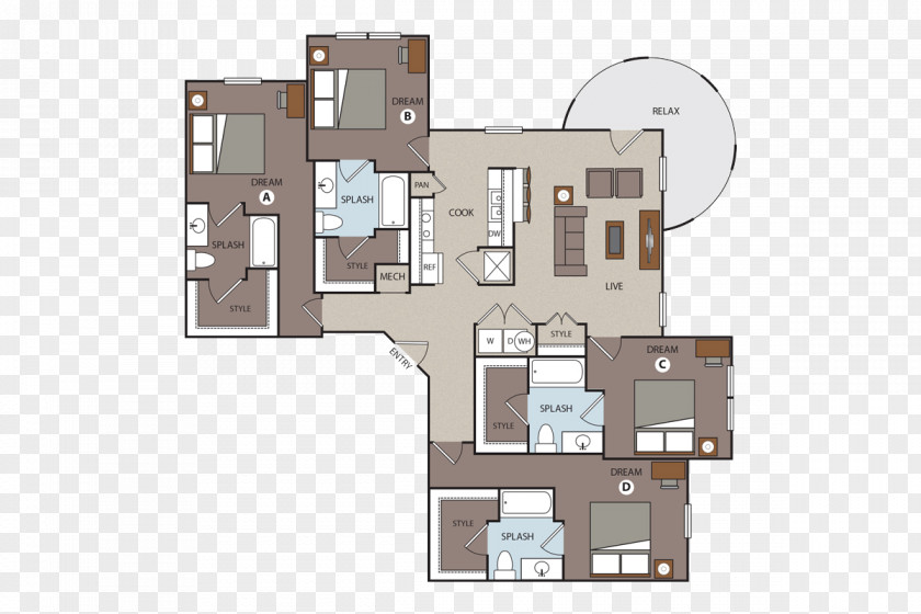 Apartment Prado Student Living Floor Plan Studio Home PNG
