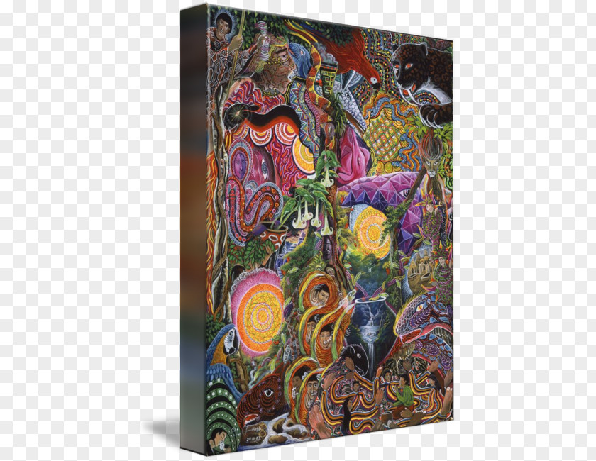 Battle Of Las Piedras The Ayahuasca Visions Pablo Amaringo Painting Visionary Art PNG