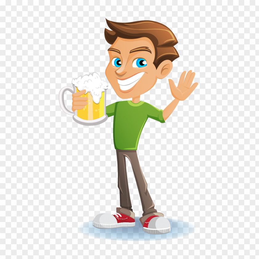 Vector Guy Holding A Beer Mug Man Male Character PNG
