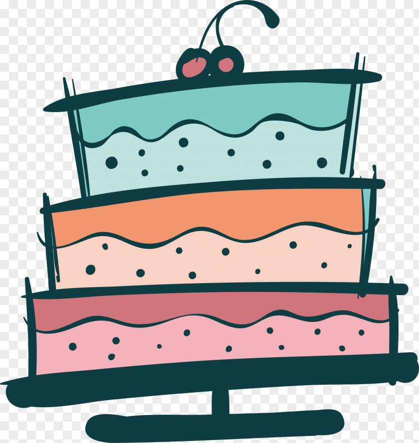 Hand Painted Three Layer Cake PNG