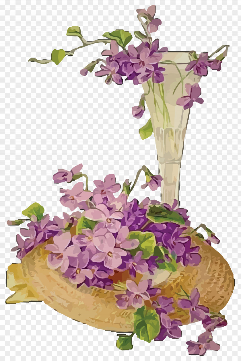 Violet Flower Floral Design Painting PNG