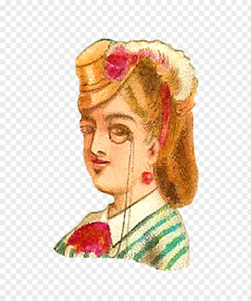 Victorian Tea Party Hat Era Portrait Illustration Vintage Clothing PNG