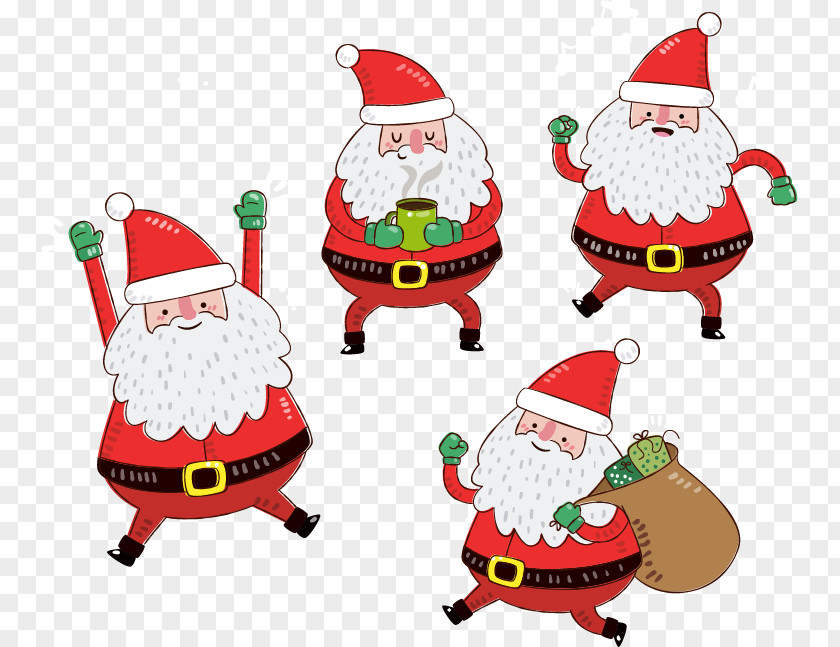 4 Santa Claus Christmas Ornament PNG