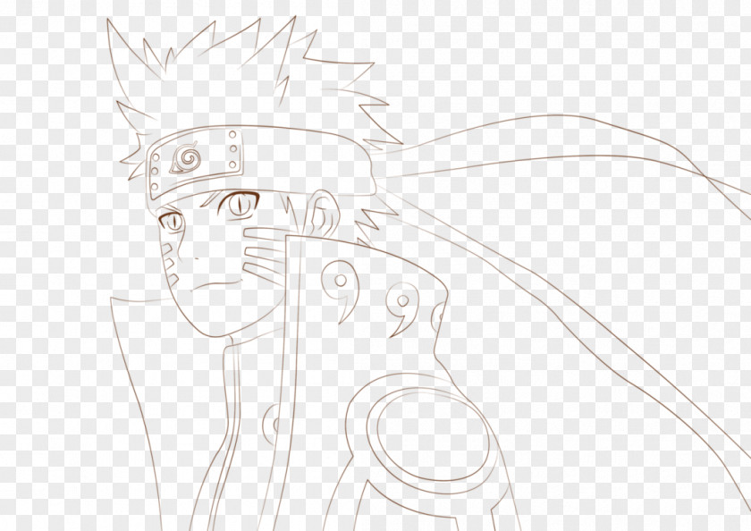 Naruto Kurama Black And White Line Art Drawing Sketch PNG