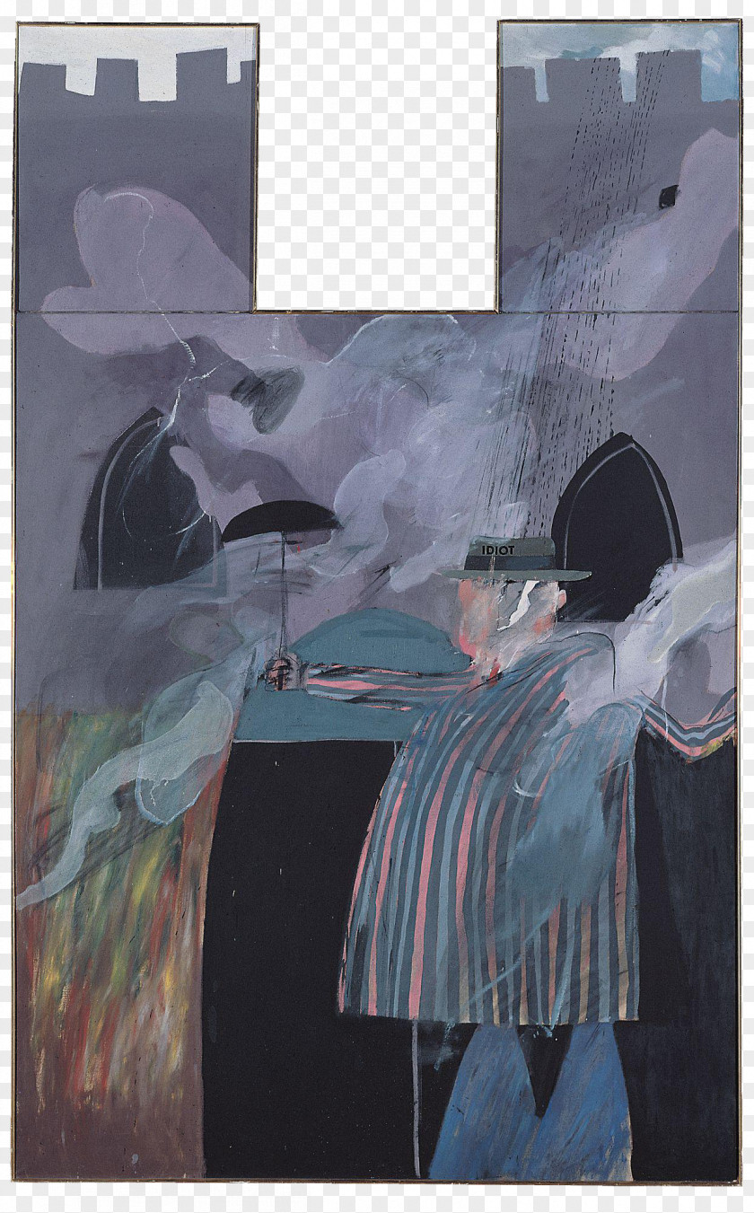 Painting Man Stood In Front Of His House With Rain Descending (The Idiot) Watercolor Modern Art PNG
