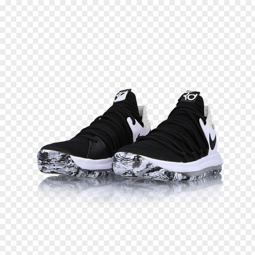 Nike Sports Shoes KD 10 Black White Basketball Shoe PNG