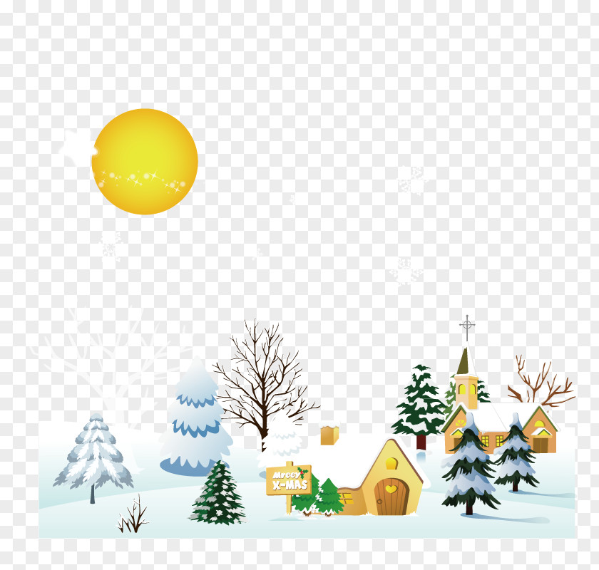 Cartoon Winter Snow Village Clip Art PNG