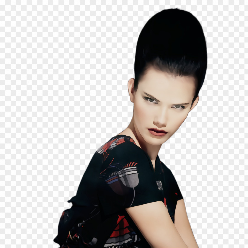 Neck Joint Hair Black Hairstyle Arm Chin PNG