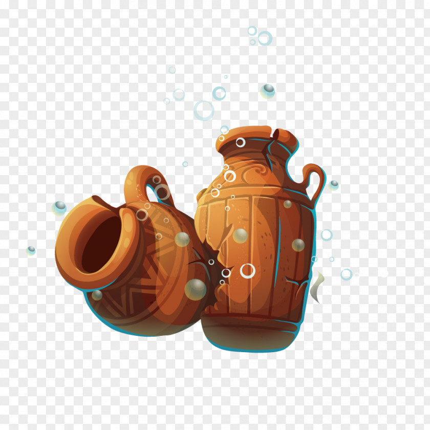 Brown Broken Ceramic Jar PNG