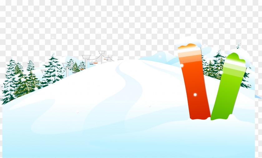 Winter Ski Poster Background Material Snow PNG
