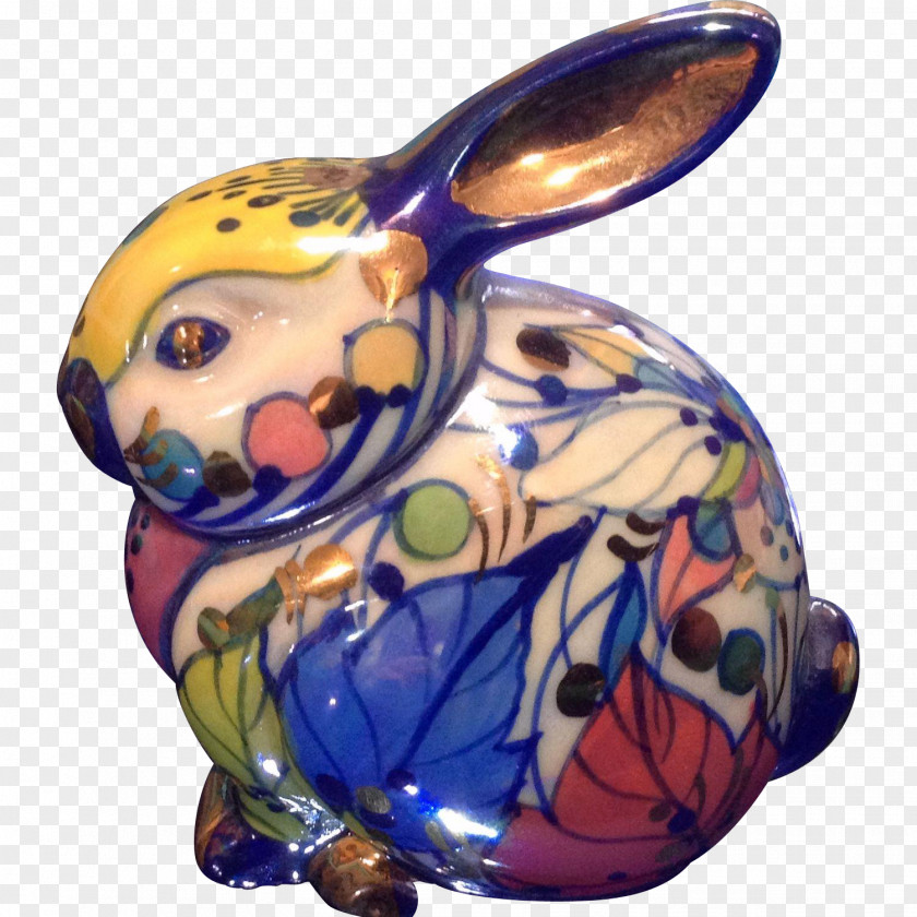 Hand-painted Rabbit Easter Bunny Hare Figurine Ceramic PNG