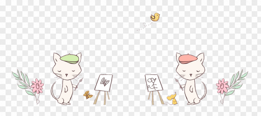 Line Art Cat-like Character Flower PNG