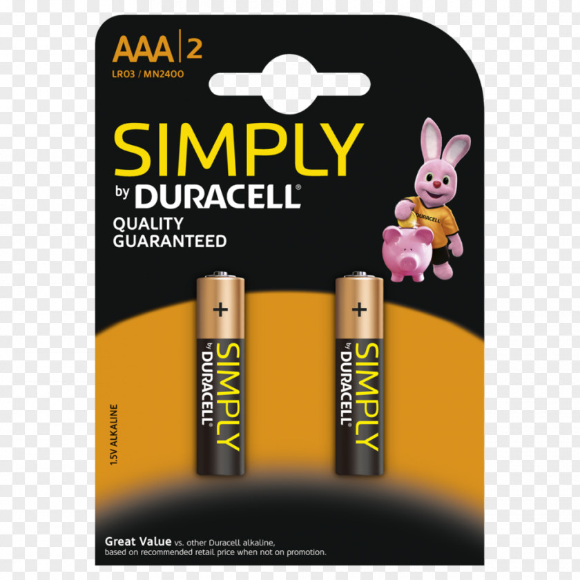 Alkaline Electric Battery AAA Duracell Volt PNG