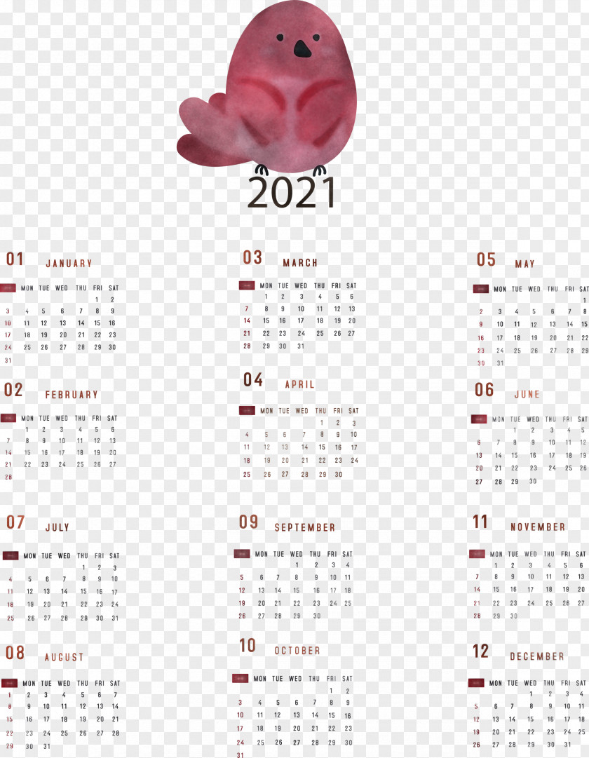 Printable 2021 Yearly Calendar PNG