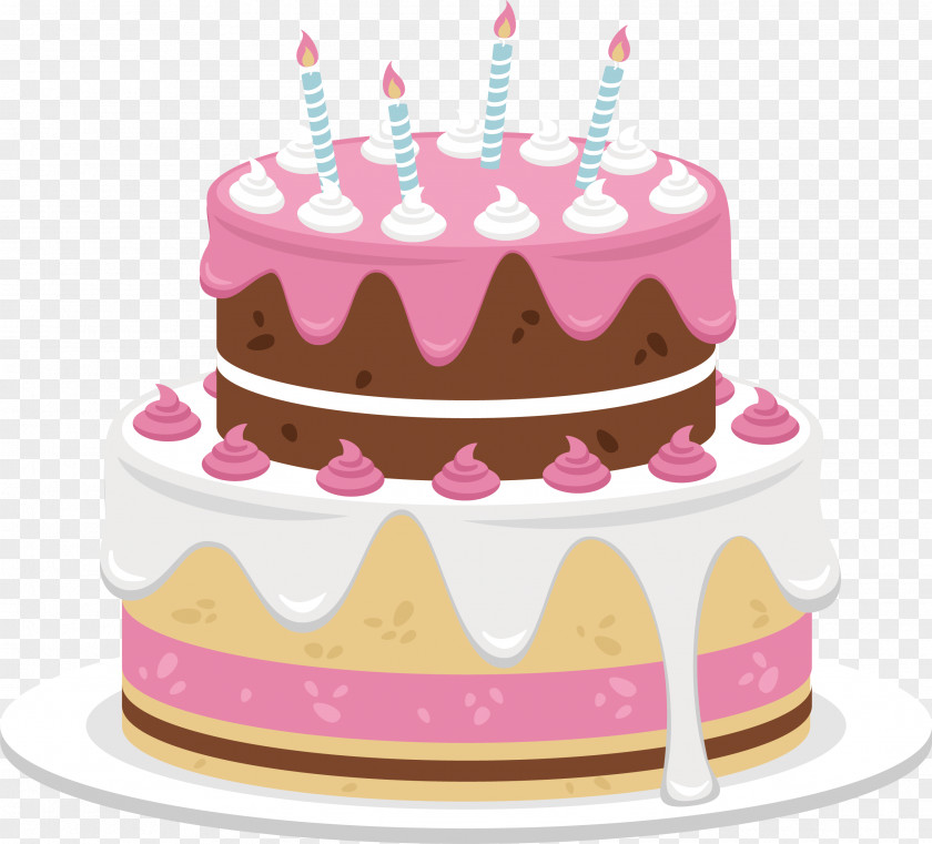 Sweet Pink Cake Birthday Cream Bakery PNG