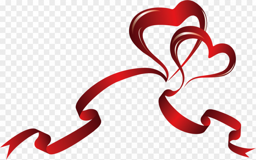 Valentine's Day Red Ribbon Awareness Heart Clip Art PNG