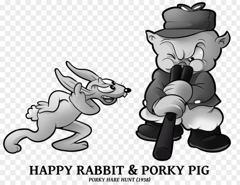Rabbit Bugs Bunny Porky Pig Looney Tunes Black And White PNG