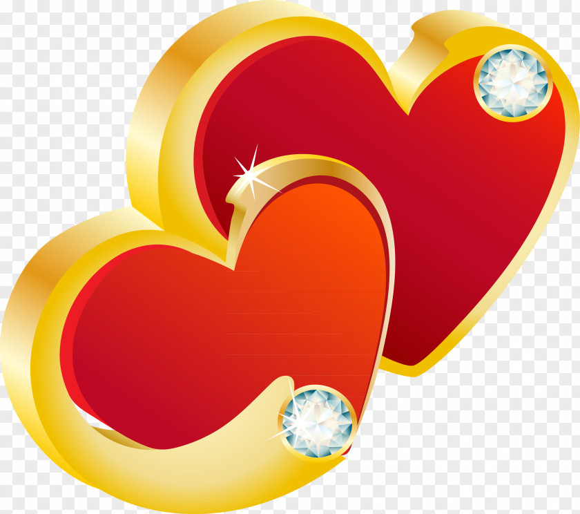 Gold Heart Love Word PNG