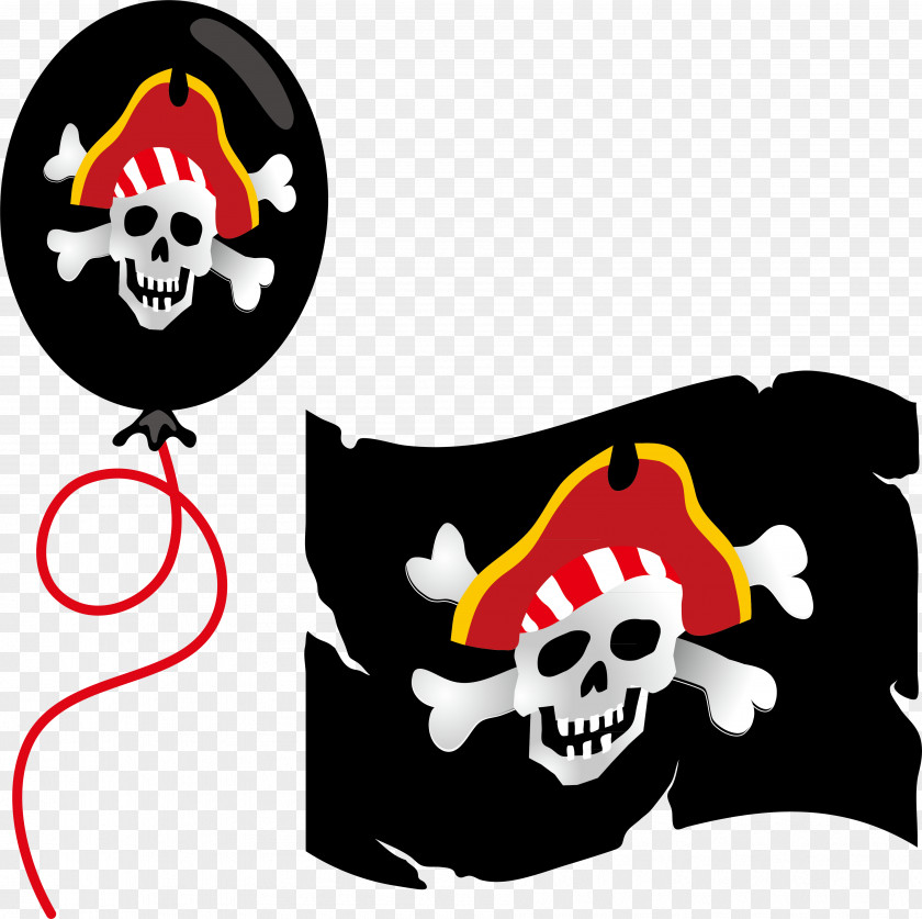 Vector Black Pirate Flag Balloon Paper Piracy Label Brigadeiro Party PNG