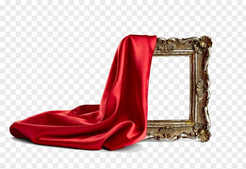 Red Ribbon And Frame Silk Computer File PNG