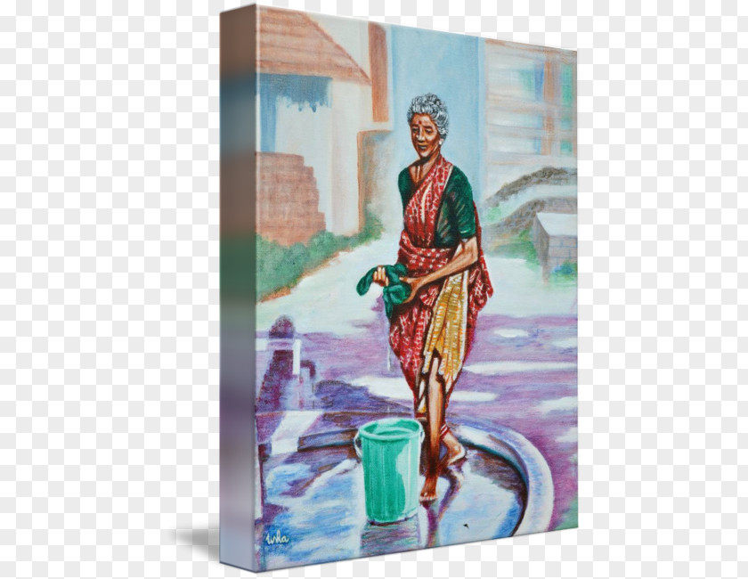 Woman Washing Clothing Textile Painting Shower PNG