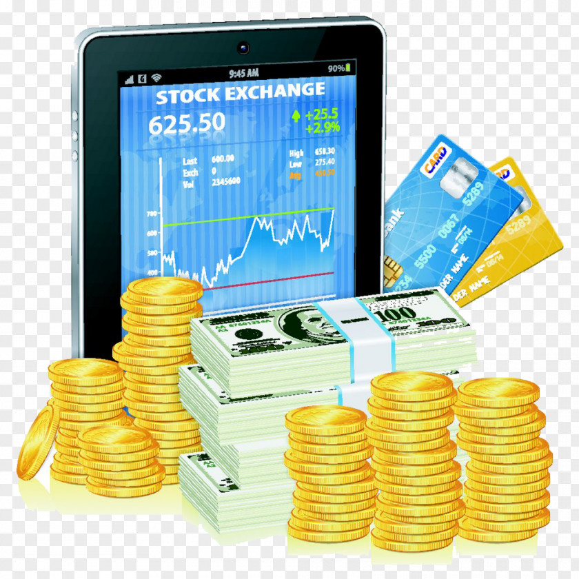 Gold Dollar And Ipad IPad Money Finance Icon PNG