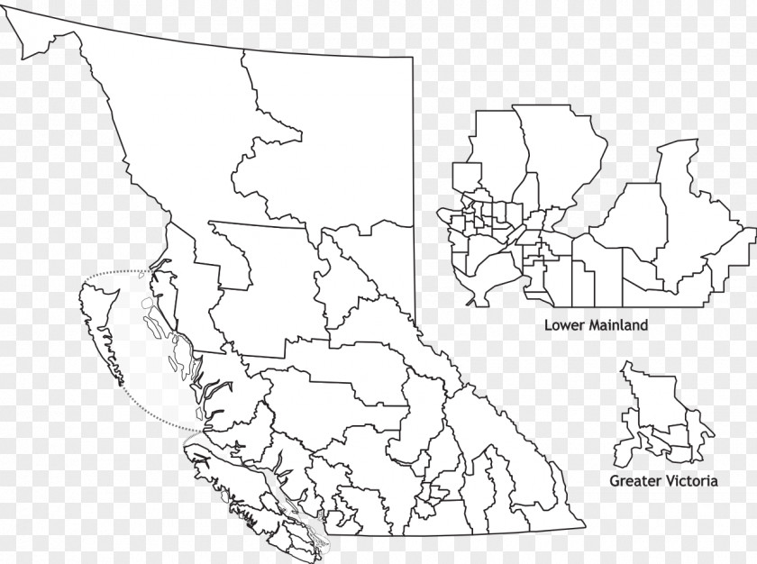 Map Blank British Columbia Lower Mainland PNG