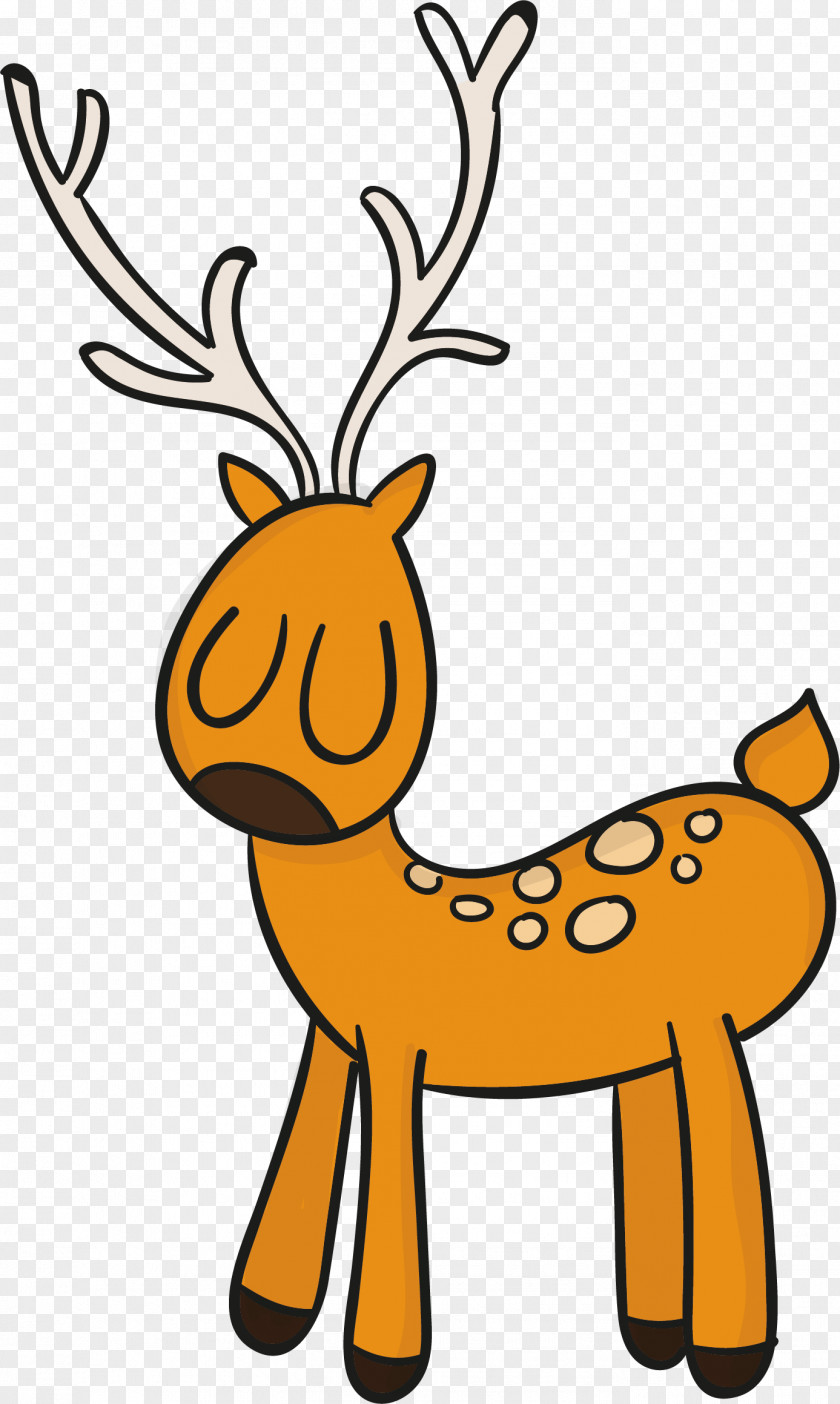 Vector Hand-painted Cute Deer Drawing Cartoon Fox Clip Art PNG