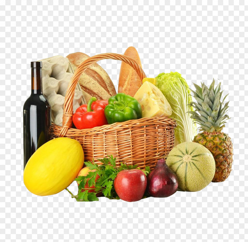 Wine Melon Red Pepper Peppers Pineapple Tomatoes Food Basket Vegetable Fruit Wallpaper PNG