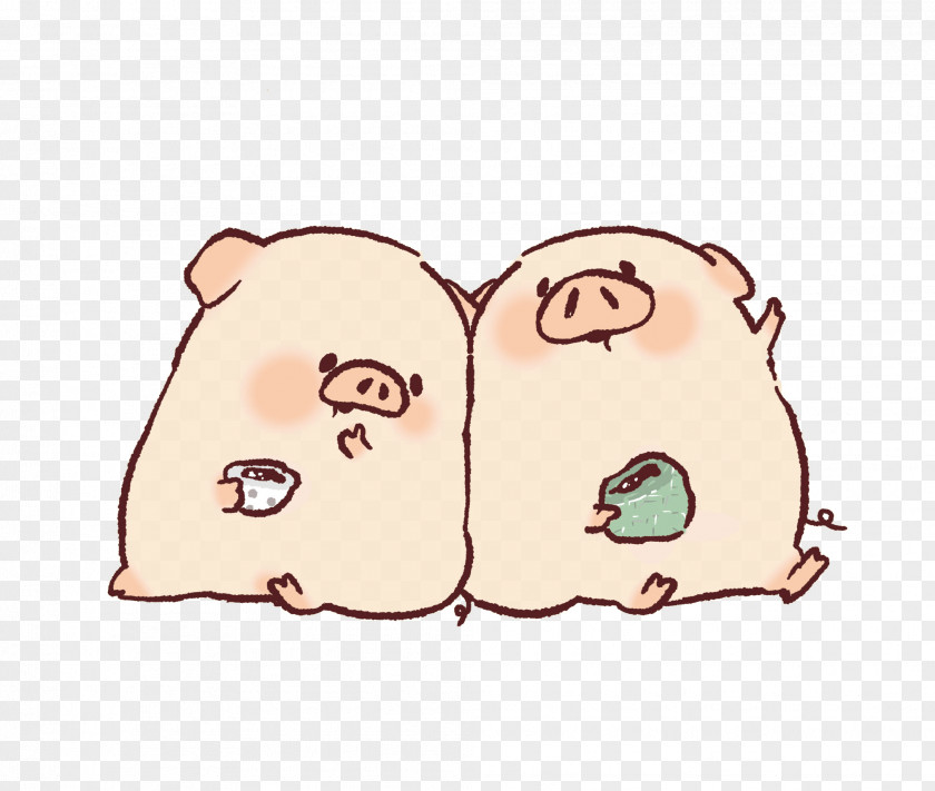 Two Pigs Domestic Pig U767eu91ccu5c60u82cf Designer Cartoon PNG