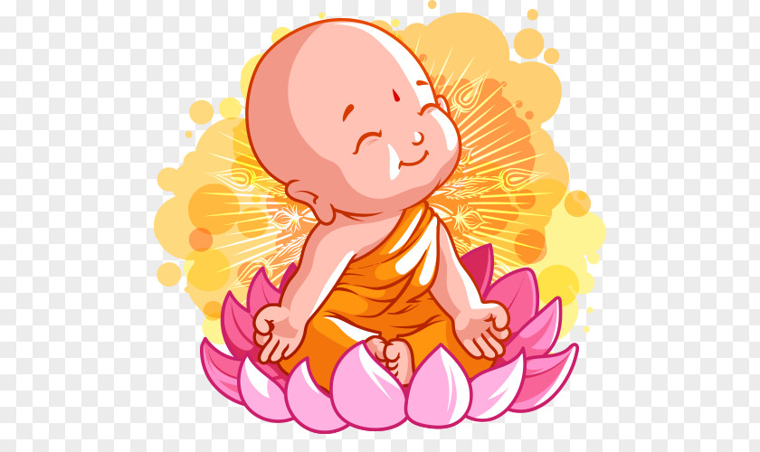 Children's Cartoon Character Buddhism Bhikkhu Monk Illustration PNG