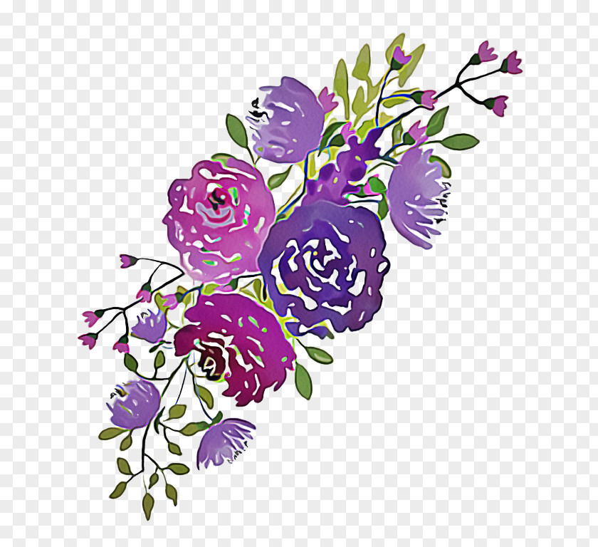Garden Roses Wildflower Purple Watercolor Flower PNG