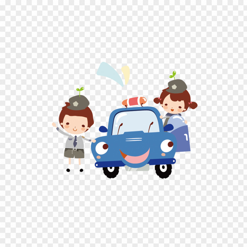 Cute Cartoon Child Traffic Police Illustration PNG