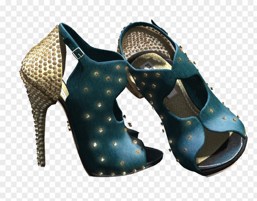 High-grade Silver Vip Membership Card Sandal High-heeled Shoe Turquoise PNG