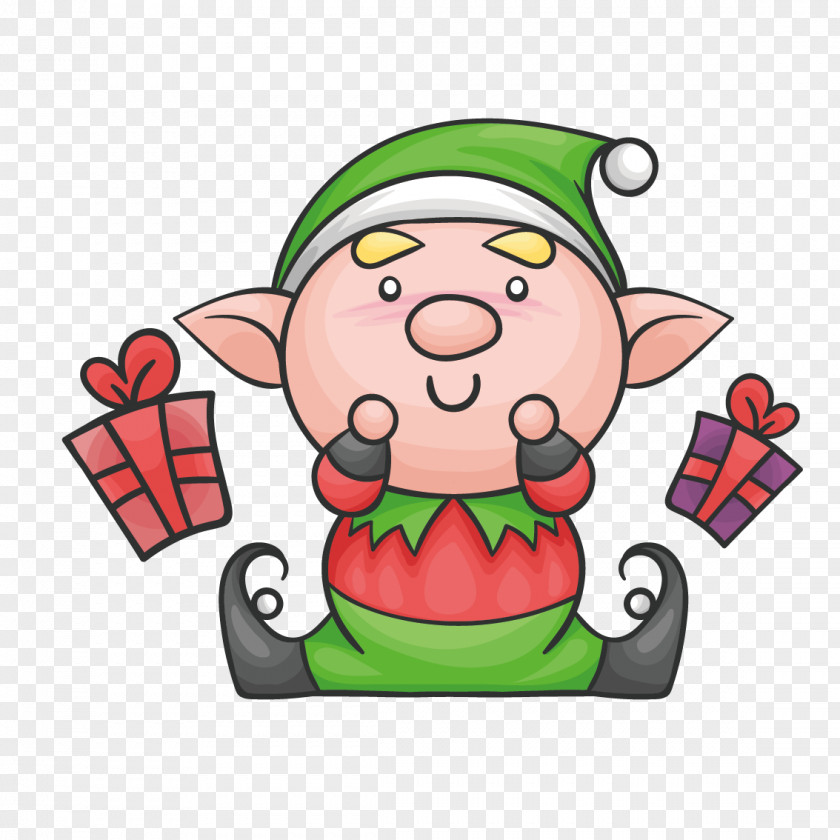 Vector Cartoon Pig The Elf On Shelf Santa Claus Christmas Drawing PNG