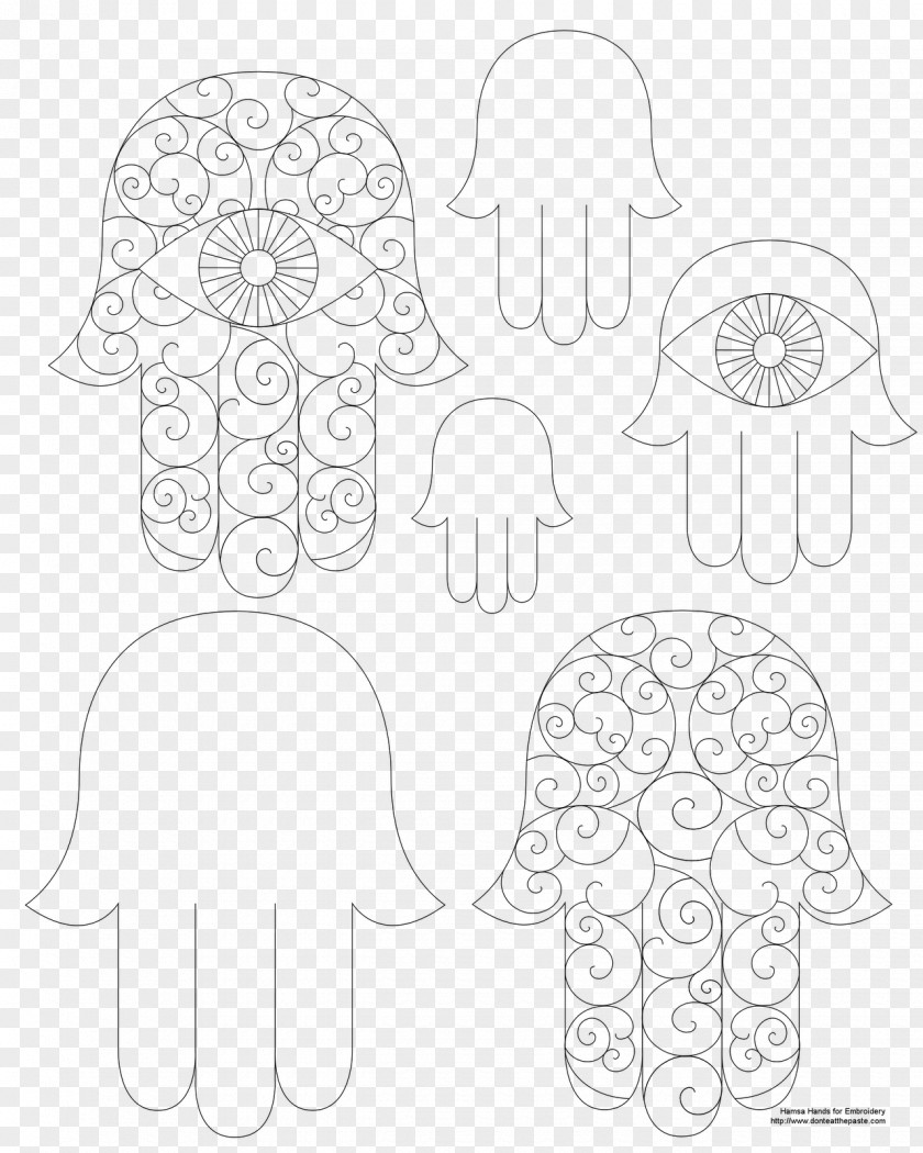 Hamsa Hand Coloring Book Drawing Mandala Pattern PNG