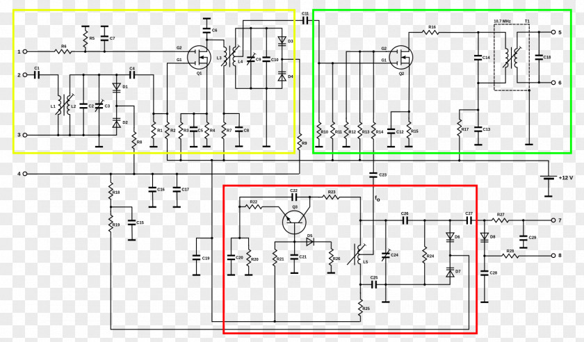 Superheterodyne Receiver Circuit Diagram Schematic Electronic PNG